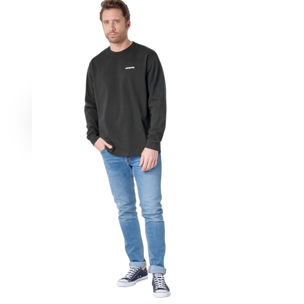Patagonia Responsibili Logo Tee Black Long Sleeve T-Shirt Size M